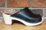 Hampton Peep Toe Slide Sandal Smooth Black Leather