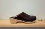 Skagen And Bedford Open Back Clogs Smooth Chocolate Leather