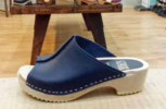 Hampton Peeptoe Slide Sandal Smooth Navy Leather